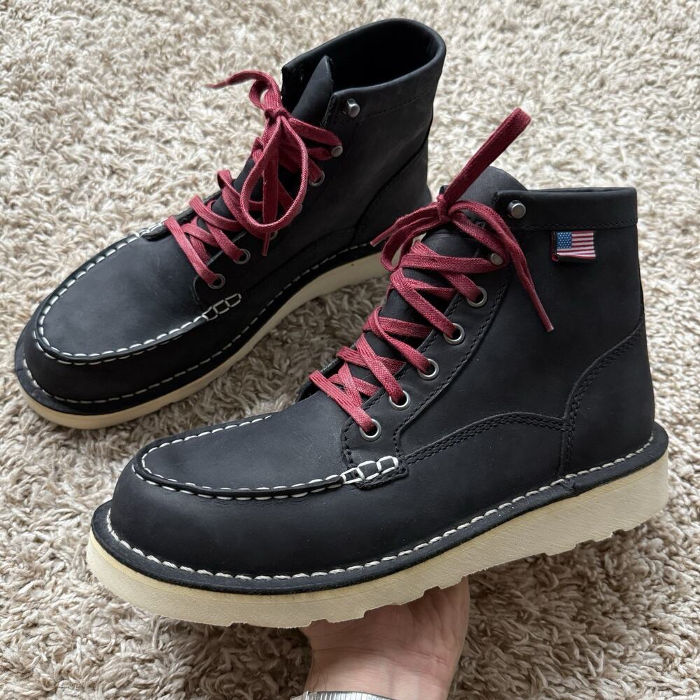 Danner Bull Run Moc Toe 6” Black Leather USA Lace Up Work Boots Women’s Size 8.5